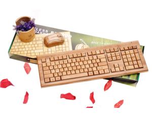 Eco-friendly natural bamboo keyboard and mouse with 108 keys