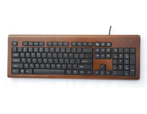 Eco-friendly natural bamboo wired keyboard with 104 keys