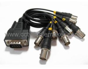 VGA 15Pin Male Breakout Cable to 8 BNC Female Cable