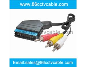 SCART to 3 RCA cable, Audio Video Cable
