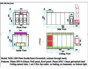 BZB-1000A Spray Booth, paint booth(Semi-Downdraft)