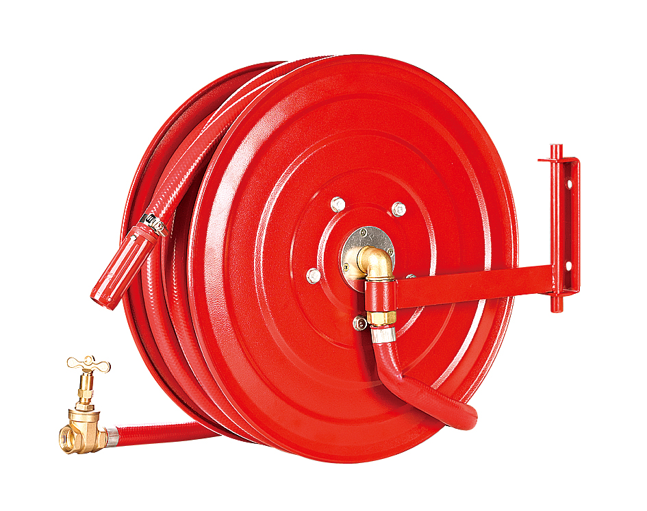 swinging fire hose reel, fire hose reel with swivel arm, fixed fire